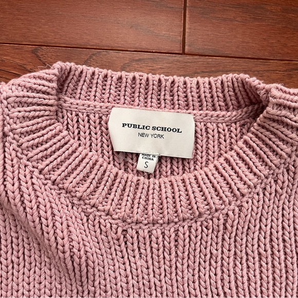 Public School New York Cony Sweater Pink Bond Knit Crew - Picture 5 of 8